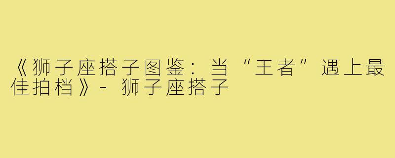 《狮子座搭子图鉴：当“王者”遇上最佳拍档》-狮子座搭子