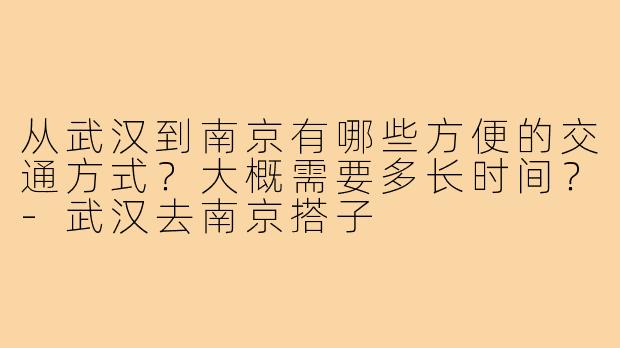 从武汉到南京有哪些方便的交通方式？大概需要多长时间？-武汉去南京搭子