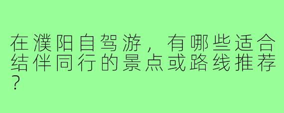 在濮阳自驾游，有哪些适合结伴同行的景点或路线推荐？