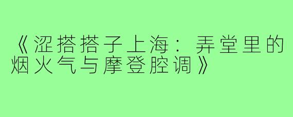 《涩搭搭子上海:弄堂里的烟火气与摩登腔调》