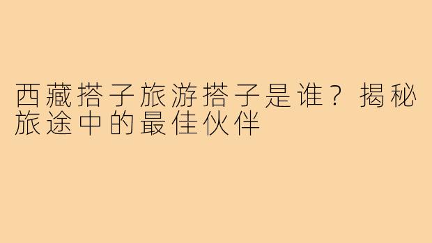 西藏搭子旅游搭子是谁？揭秘旅途中的最佳伙伴