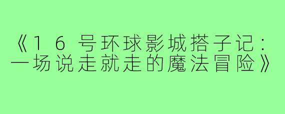 《16号环球影城搭子记：一场说走就走的魔法冒险》