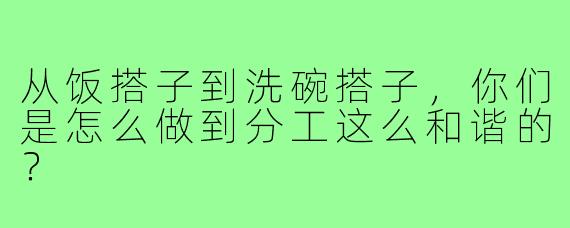 从饭搭子到洗碗搭子，你们是怎么做到分工这么和谐的？
