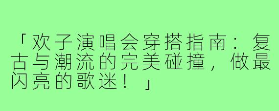 「欢子演唱会穿搭指南：复古与潮流的完美碰撞，做最闪亮的歌迷！」