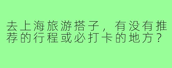 去上海旅游搭子,有没有推荐的行程或必打卡的地方?