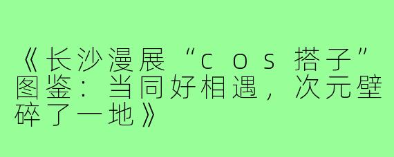 《长沙漫展“cos搭子”图鉴：当同好相遇，次元壁碎了一地》