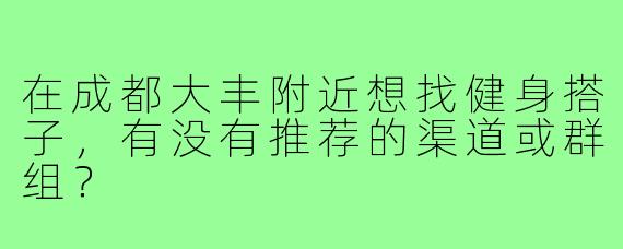 在成都大丰附近想找健身搭子,有没有推荐的渠道或群组?