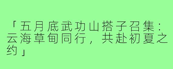 「五月底武功山搭子召集:云海草甸同行,共赴初夏之约」
