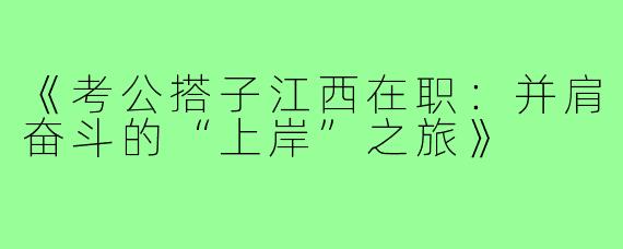 《考公搭子江西在职：并肩奋斗的“上岸”之旅》
