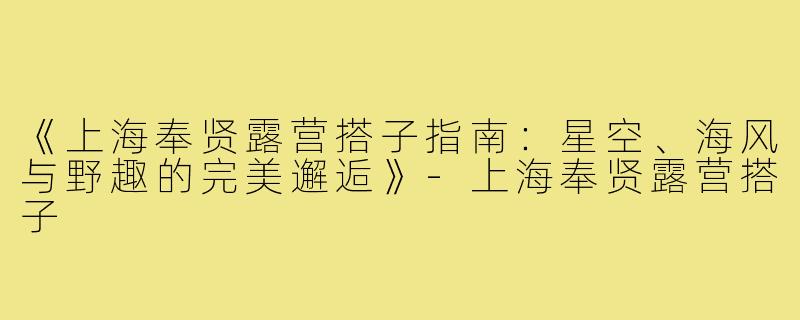 《上海奉贤露营搭子指南：星空、海风与野趣的完美邂逅》-上海奉贤露营搭子