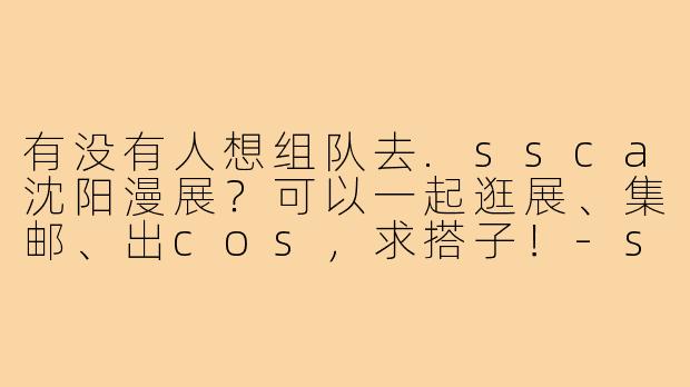 有没有人想组队去.ssca沈阳漫展?可以一起逛展、集邮、出cos,求搭子!-ssca沈阳漫展搭子