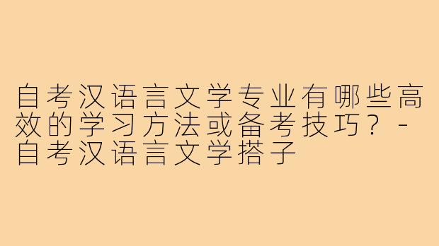 自考汉语言文学专业有哪些高效的学习方法或备考技巧?-自考汉语言文学搭子