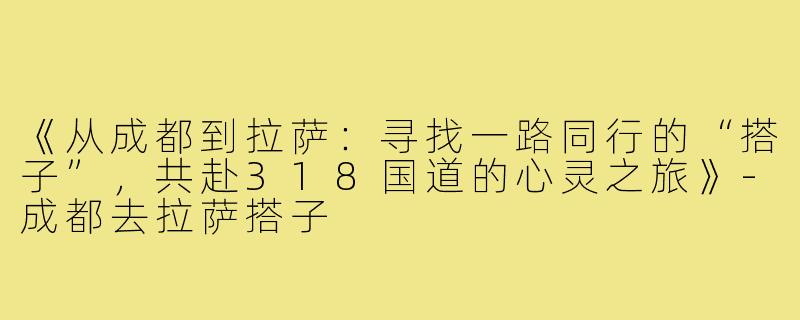 《从成都到拉萨：寻找一路同行的“搭子”，共赴318国道的心灵之旅》-成都去拉萨搭子