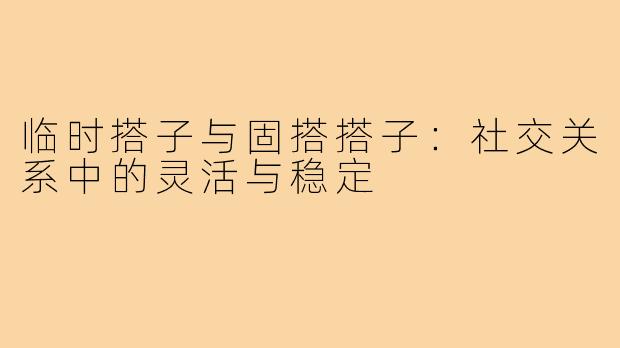 临时搭子与固搭搭子：社交关系中的灵活与稳定