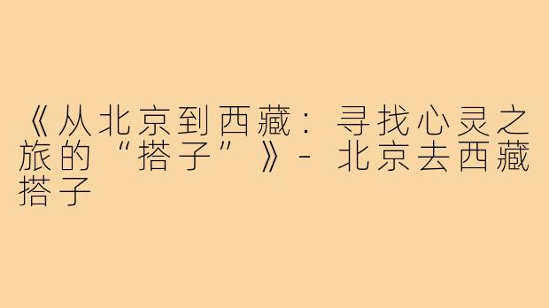 《从北京到西藏:寻找心灵之旅的“搭子”》-北京去西藏搭子