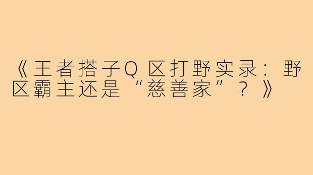 《王者搭子Q区打野实录：野区霸主还是“慈善家”？》