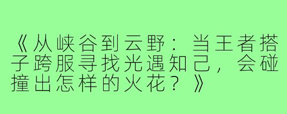 《从峡谷到云野：当王者搭子跨服寻找光遇知己，会碰撞出怎样的火花？》