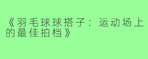 《羽毛球球搭子：运动场上的最佳拍档》