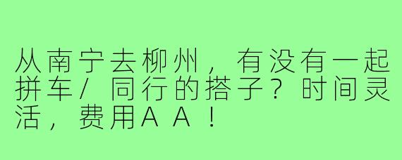 从南宁去柳州,有没有一起拼车/同行的搭子?时间灵活,费用AA!