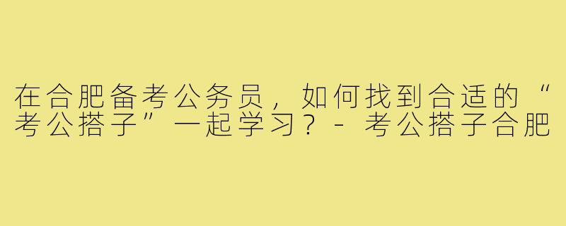 在合肥备考公务员,如何找到合适的“考公搭子”一起学习?-考公搭子合肥