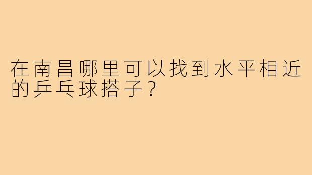 在南昌哪里可以找到水平相近的乒乓球搭子？
