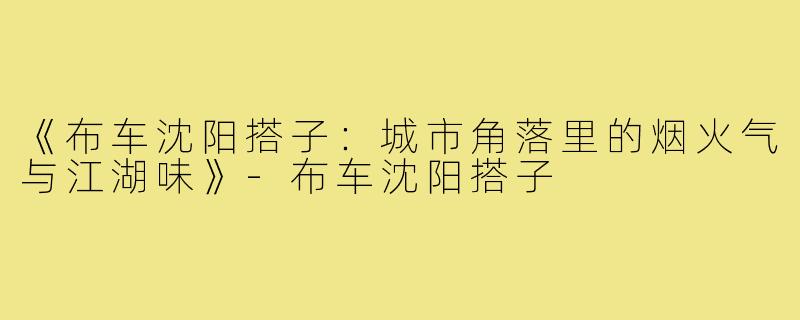 《布车沈阳搭子：城市角落里的烟火气与江湖味》-布车沈阳搭子