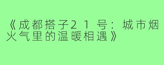 《成都搭子21号:城市烟火气里的温暖相遇》