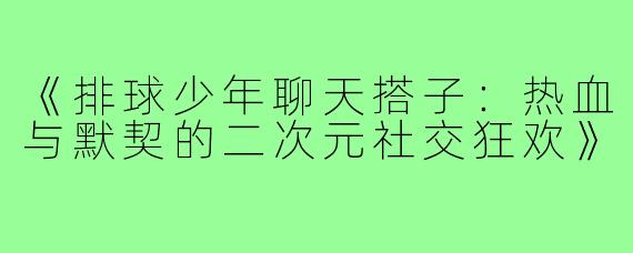 《排球少年聊天搭子：热血与默契的二次元社交狂欢》