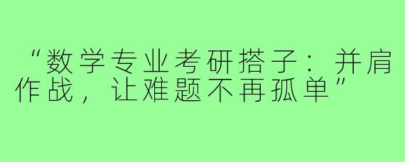 “数学专业考研搭子：并肩作战，让难题不再孤单”