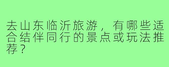 去山东临沂旅游，有哪些适合结伴同行的景点或玩法推荐？