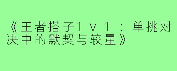 《王者搭子1v1：单挑对决中的默契与较量》