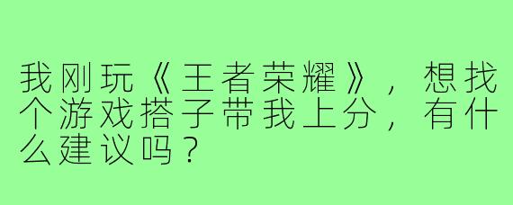 我刚玩《王者荣耀》,想找个游戏搭子带我上分,有什么建议吗?