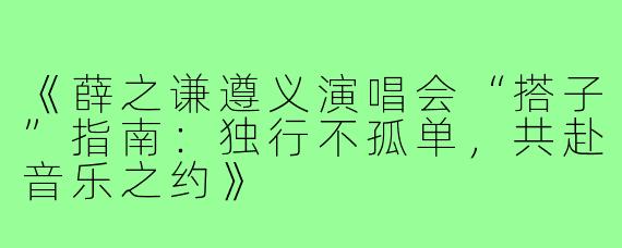 《薛之谦遵义演唱会“搭子”指南：独行不孤单，共赴音乐之约》