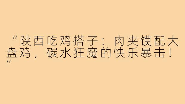 “陕西吃鸡搭子：肉夹馍配大盘鸡，碳水狂魔的快乐暴击！”