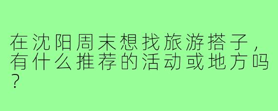 在沈阳周末想找旅游搭子,有什么推荐的活动或地方吗?