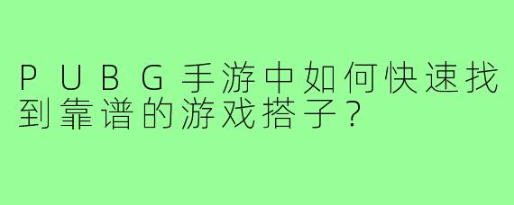 PUBG手游中如何快速找到靠谱的游戏搭子?