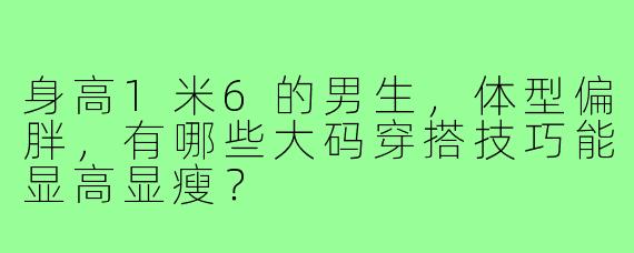 身高1米6的男生，体型偏胖，有哪些大码穿搭技巧能显高显瘦？