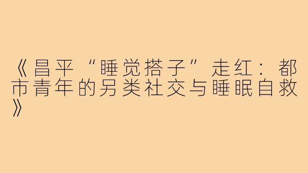 《昌平“睡觉搭子”走红:都市青年的另类社交与睡眠自救》