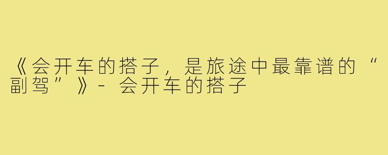 《会开车的搭子,是旅途中最靠谱的“副驾”》-会开车的搭子