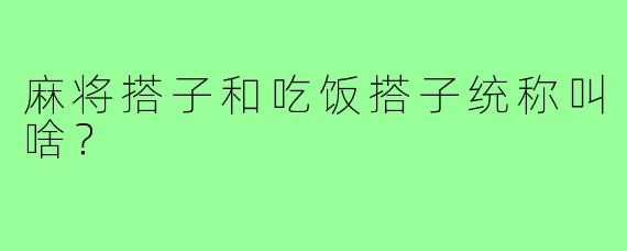 麻将搭子和吃饭搭子统称叫啥?