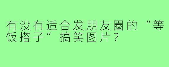 有没有适合发朋友圈的“等饭搭子”搞笑图片?