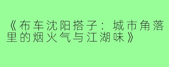 《布车沈阳搭子：城市角落里的烟火气与江湖味》
