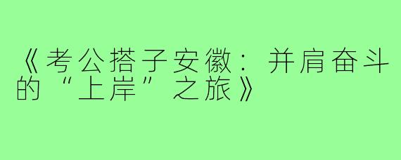 《考公搭子安徽：并肩奋斗的“上岸”之旅》