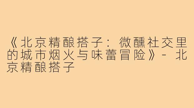 《北京精酿搭子：微醺社交里的城市烟火与味蕾冒险》-北京精酿搭子