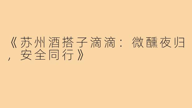《苏州酒搭子滴滴:微醺夜归,安全同行》