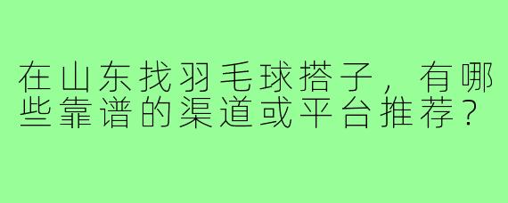 在山东找羽毛球搭子,有哪些靠谱的渠道或平台推荐?