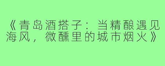 《青岛酒搭子:当精酿遇见海风,微醺里的城市烟火》