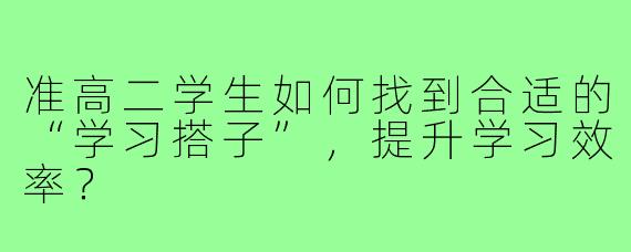 准高二学生如何找到合适的“学习搭子”，提升学习效率？