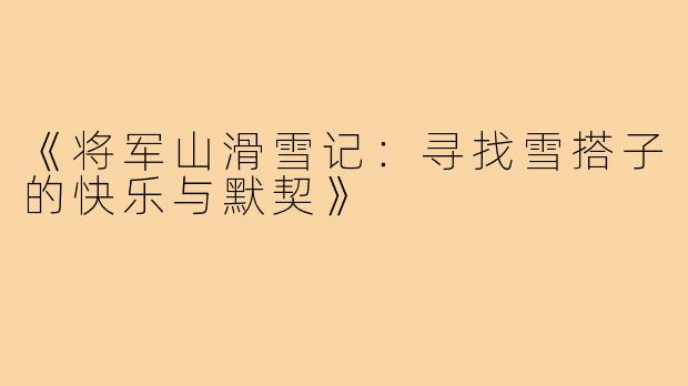《将军山滑雪记:寻找雪搭子的快乐与默契》