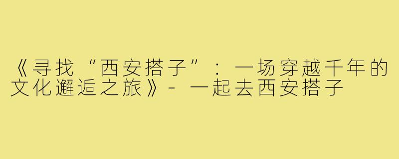 《寻找“西安搭子”：一场穿越千年的文化邂逅之旅》-一起去西安搭子